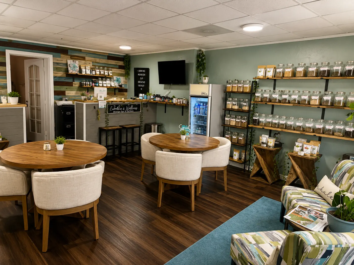 Sunny corner of the Exhale tea room